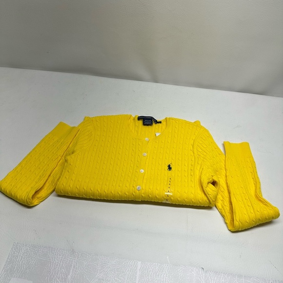 Ralph Lauren sport Yellow Cable Knit Cardigan Sweater size large NWT - Picture 8 of 8
